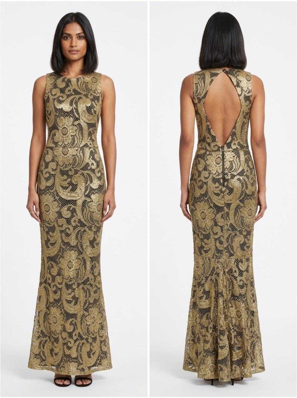 Alice + Olivia C510544719 Lace Open Back Maxi Dress Women See Measurements